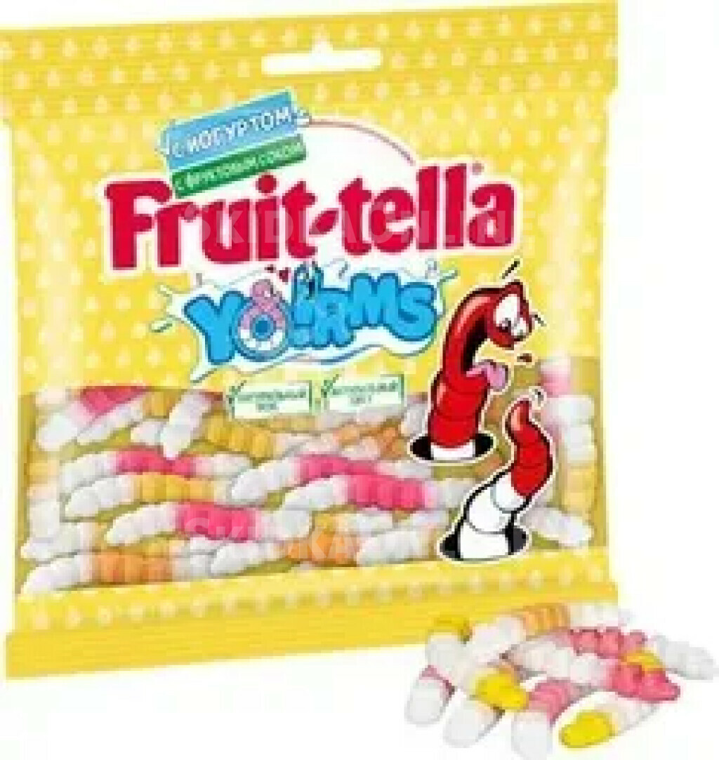 Мармелад Fruit-tella Yo!rms жевательный со вкусом йогурта и фруктов клубники персика и лимона 138г
