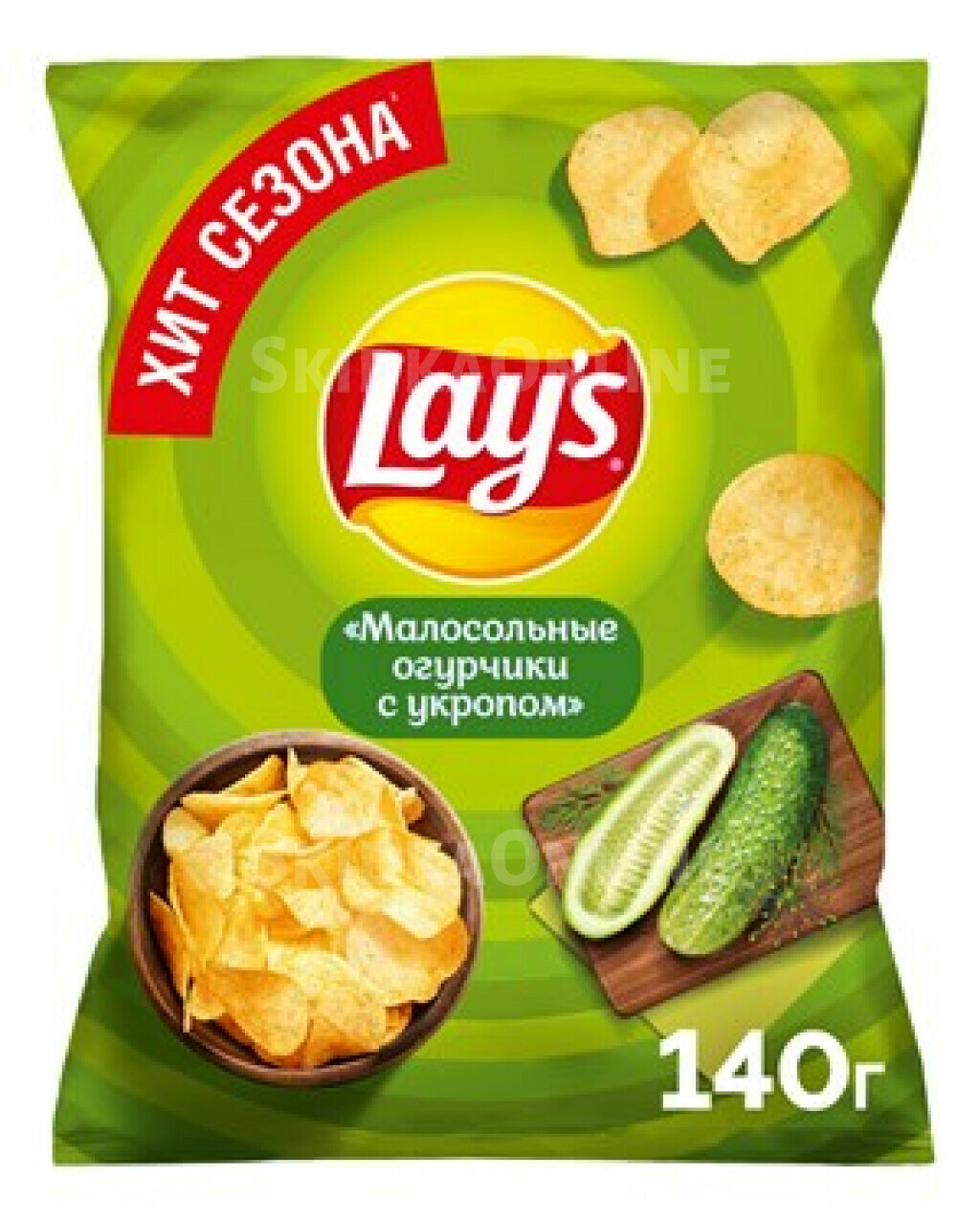 Чипсы Lay's Малосольные огурчики с укропом, 140г