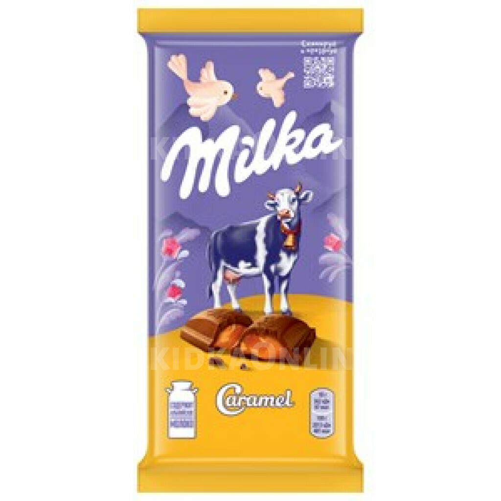 Шоколад Milka молочный с карамельной начинкой, 90г